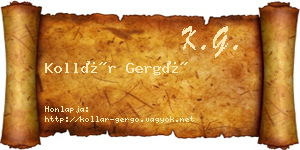 Kollár Gergő névjegykártya